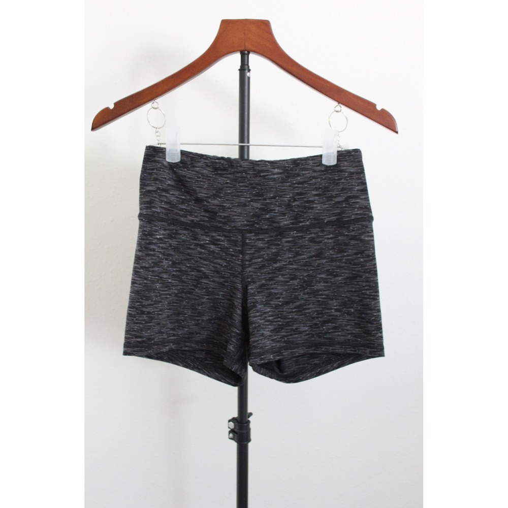 FLEO Women's‎ Black Grey Space Dye Athletic Shorts High Rise CrossFit Gym Size S